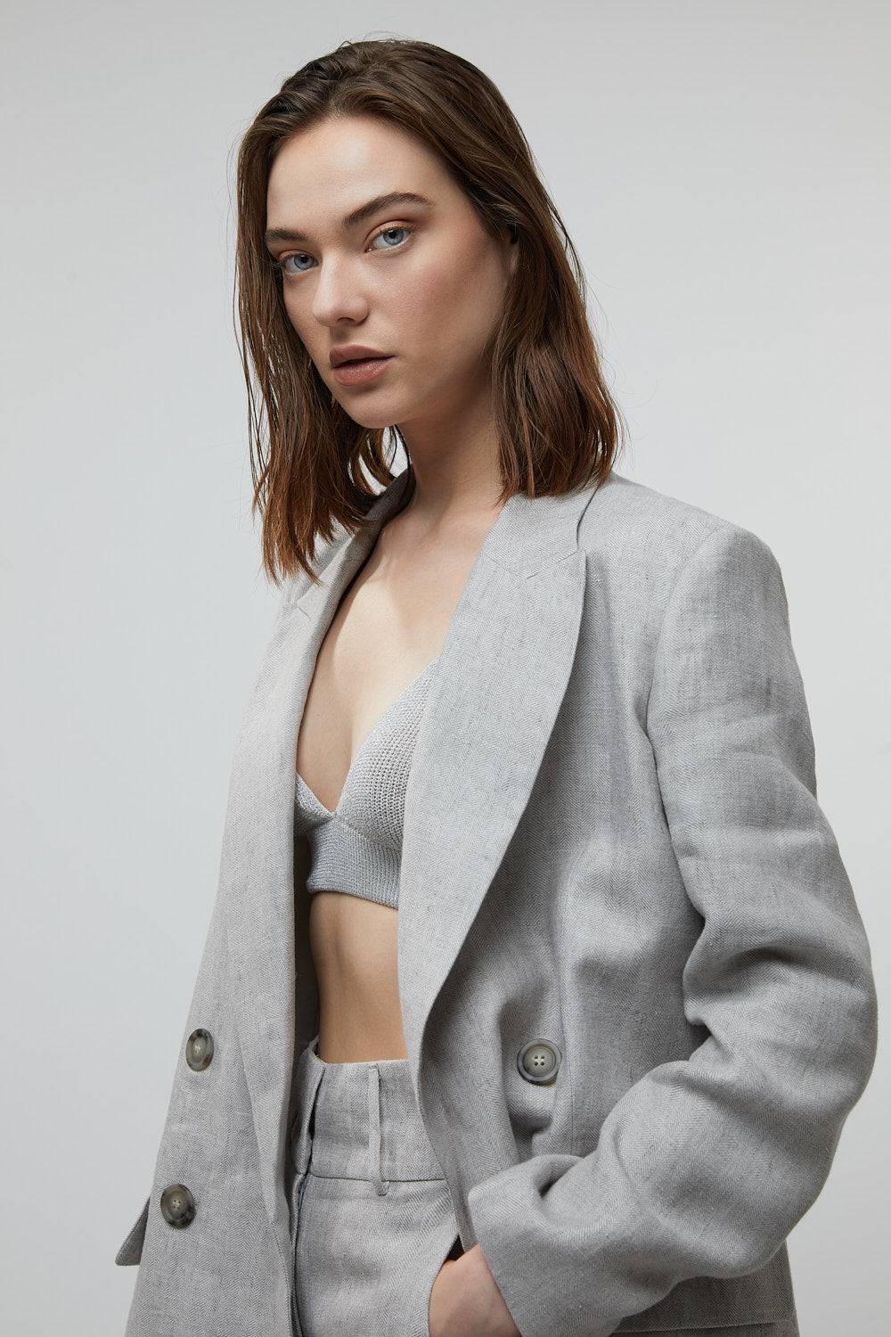 Peserico Blazer doppiopetto in puro lino Lightning offer