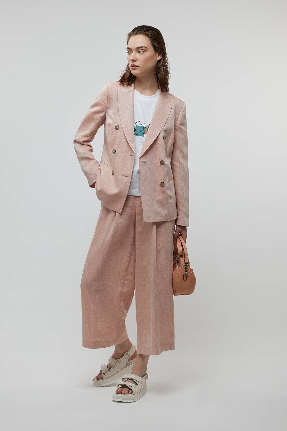 Peserico Blazer doppiopetto in viscosa e lino Liquidazione
