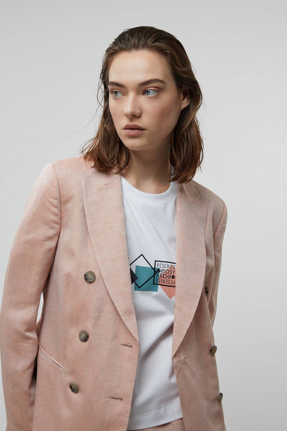Peserico Blazer doppiopetto in viscosa e lino Liquidazione