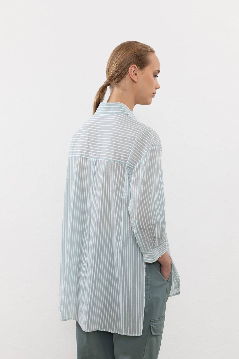 Peserico Camicia in leggera tela rigata di cotone Offerte giornaliere