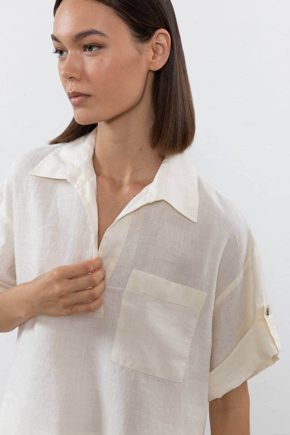 Peserico Blusa in tela di puro lino Offerte speciali