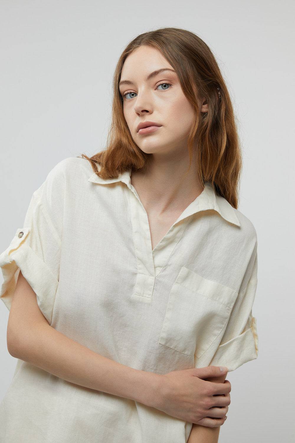 Peserico Blusa in tela di puro lino Offerte speciali