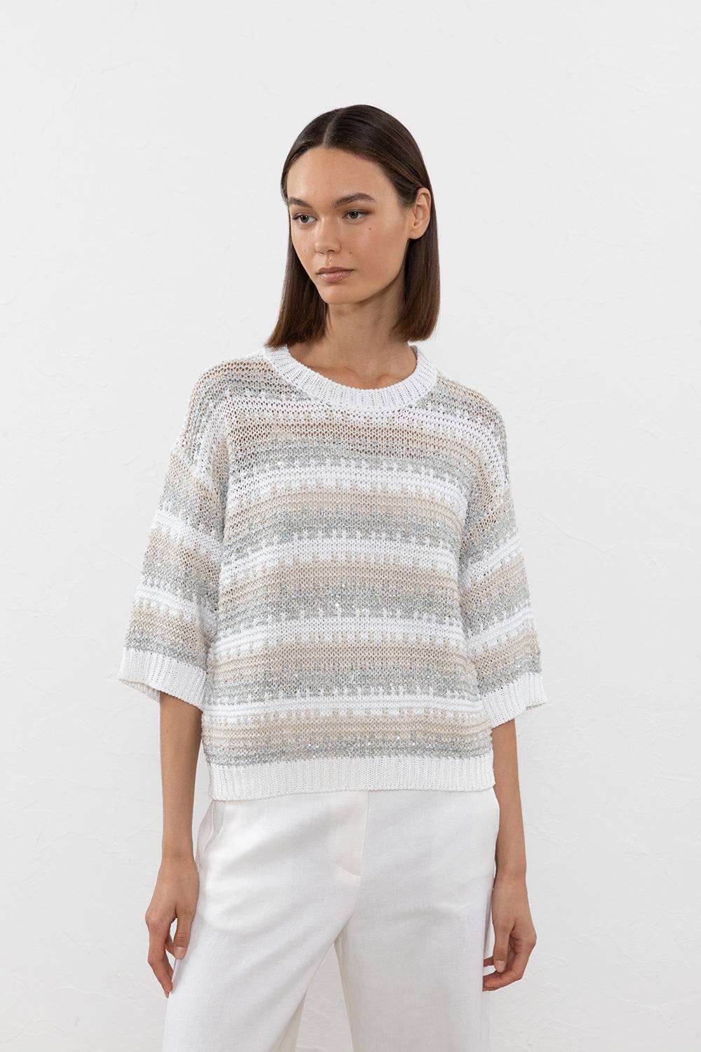 Peserico Maglia in filato di viscosa, lino, tencel e paillettes ACQUISTA ORA