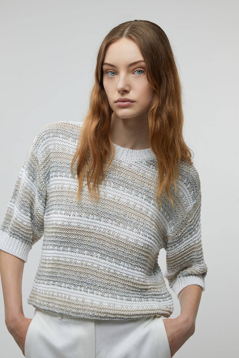 Peserico Maglia in filato di viscosa, lino, tencel e paillettes ACQUISTA ORA