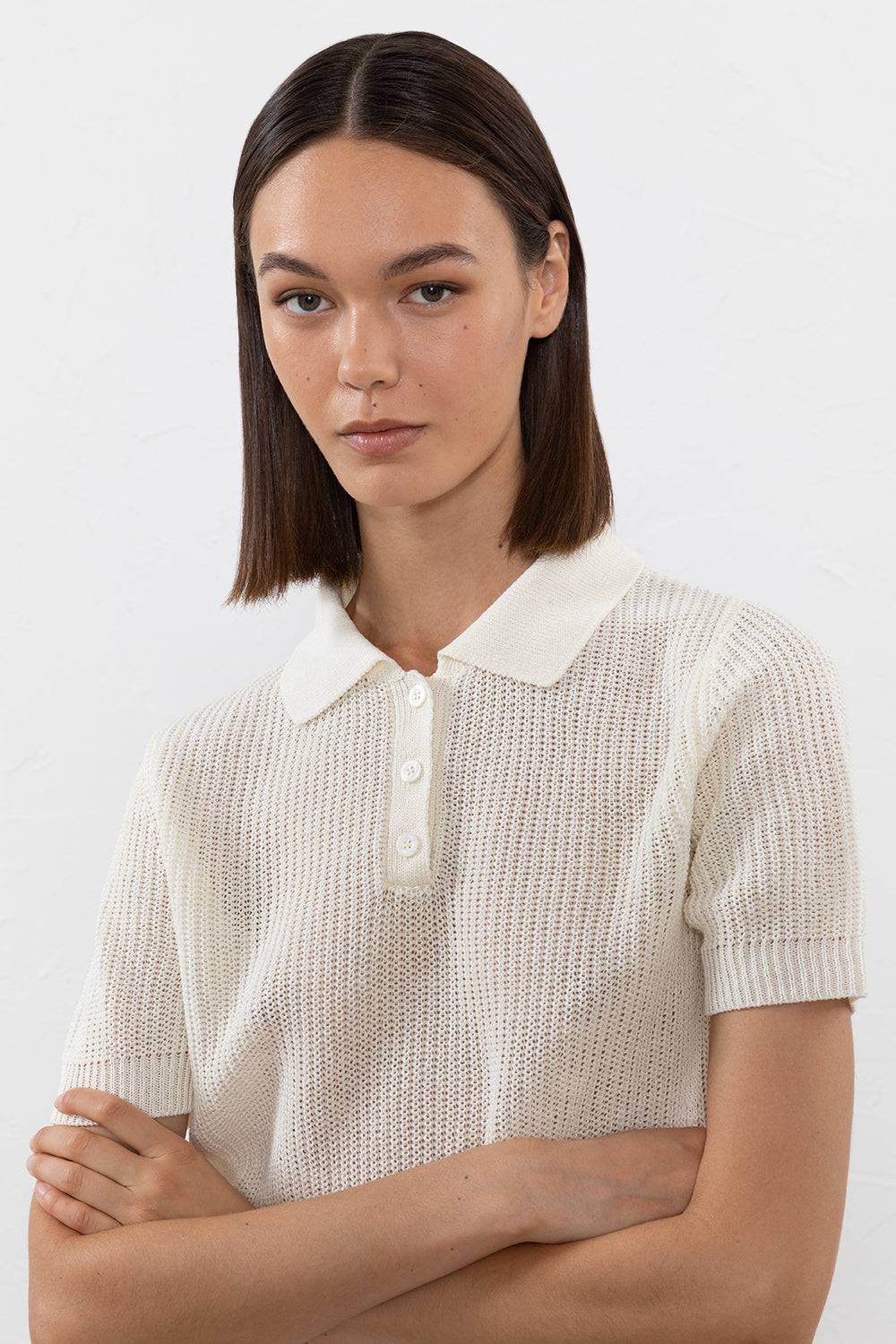 Peserico Maglia in filato di lino cotone crepe melange Latest stili