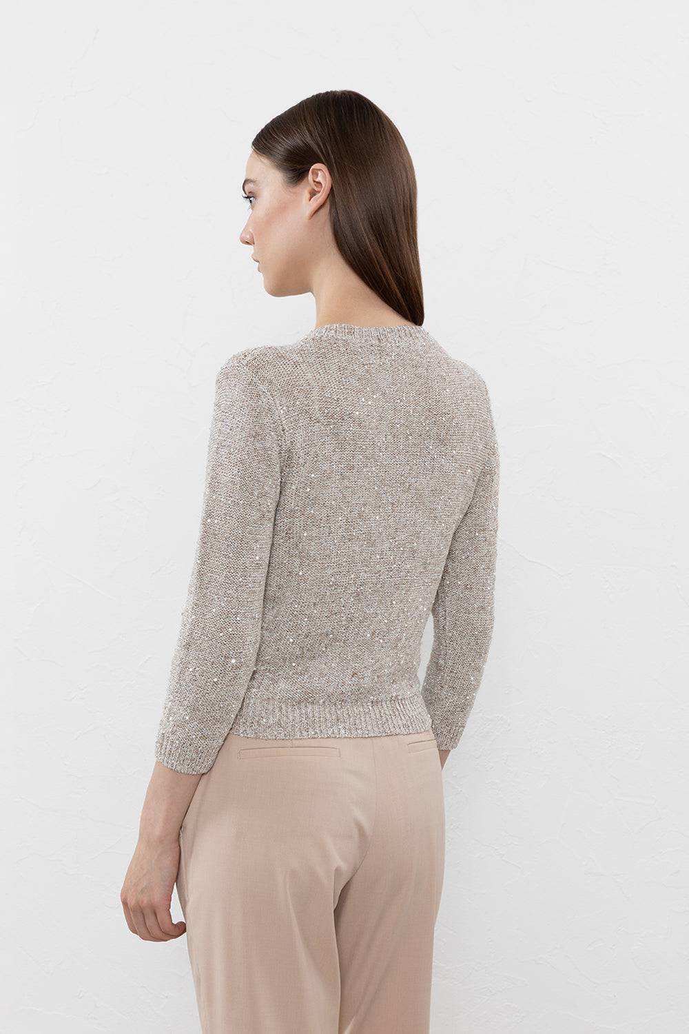 Peserico Maglia in filato di misto lino, viscosa e tencel con paillettes Ultimi due giorni
