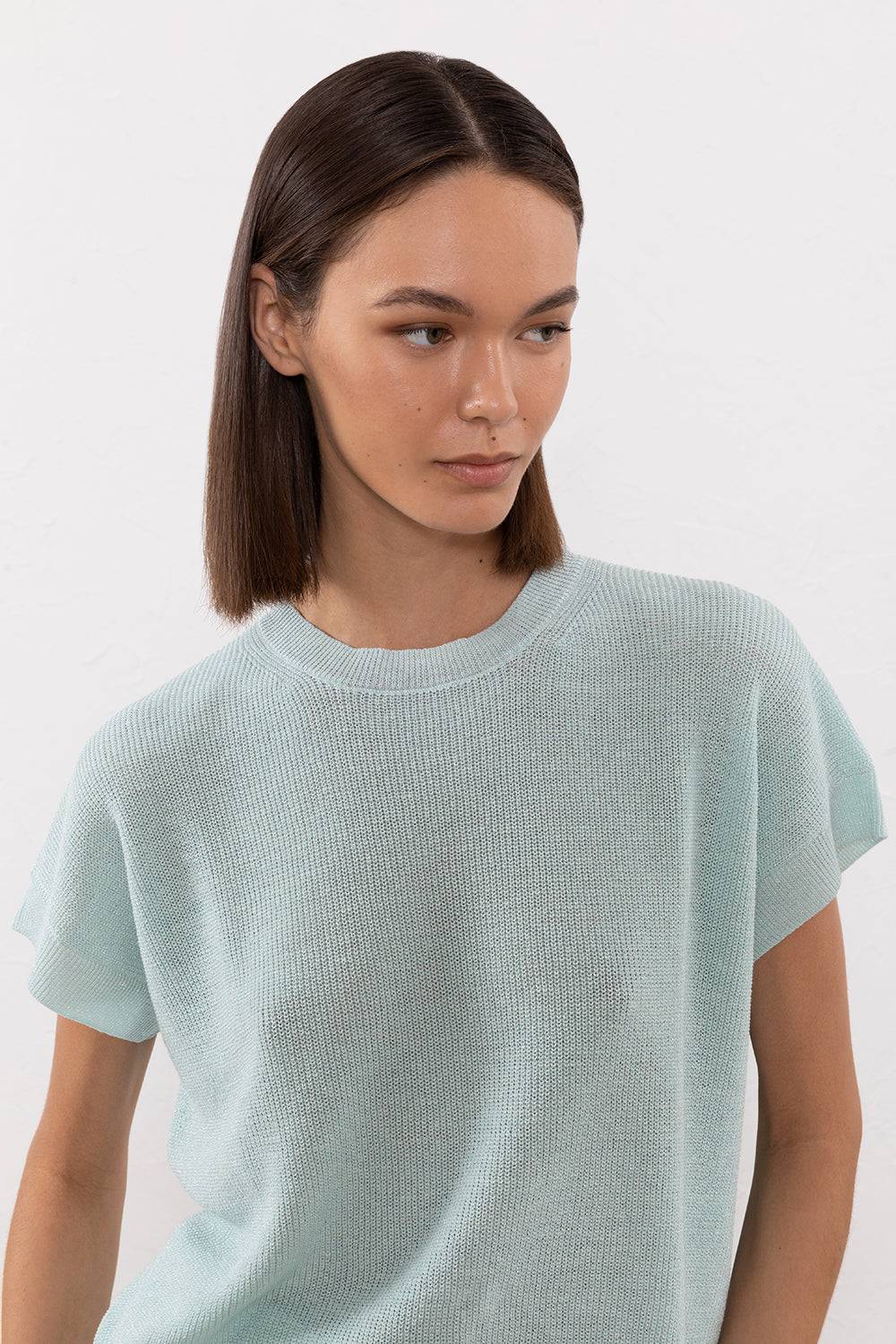 Peserico Maglia in filato di lino cotone crepe e lurex Ultimo giorno