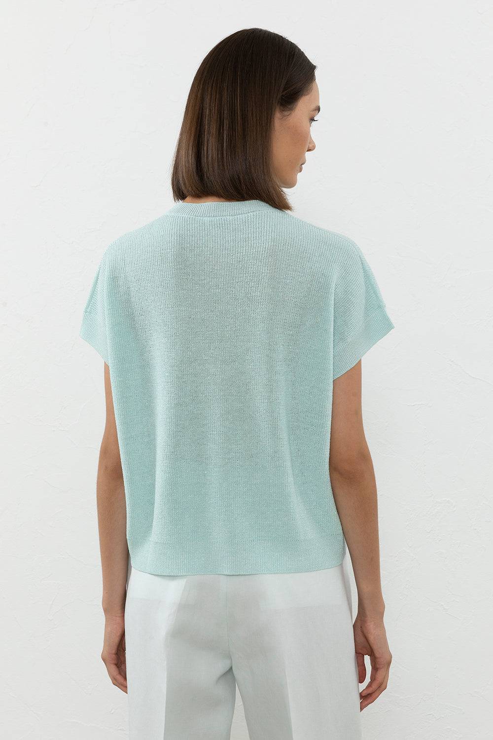 Peserico Maglia in filato di lino cotone crepe e lurex Ultimo giorno
