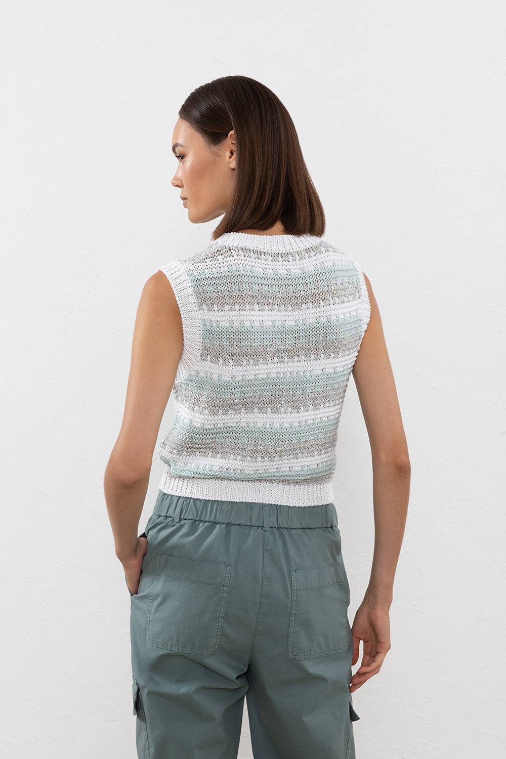 Peserico Top in filato di viscosa, lino, lurex e paillettes Promozione temporanea