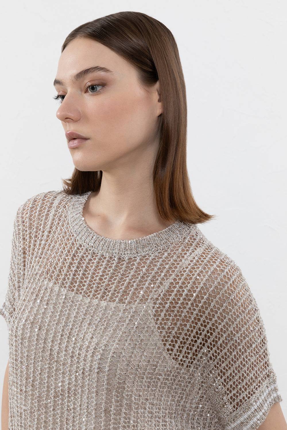 Peserico Maglia in filato di lino, viscosa e paillettes Fino al 50% di sconto