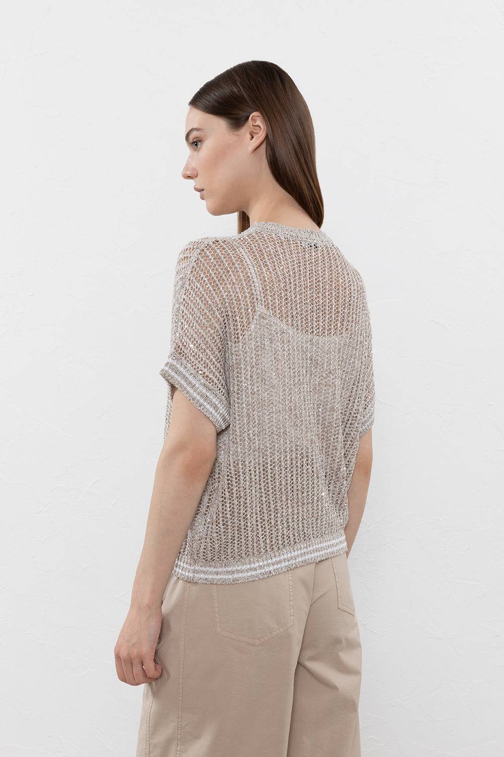 Peserico Maglia in filato di lino, viscosa e paillettes Fino al 50% di sconto