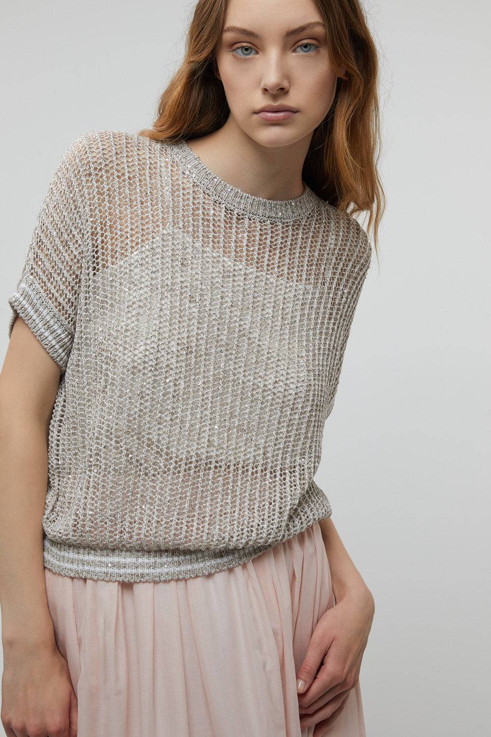 Peserico Maglia in filato di lino, viscosa e paillettes Fino al 50% di sconto