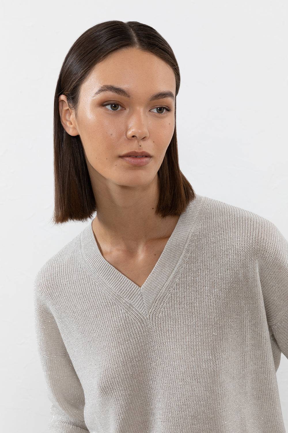 Peserico Maglia in filato di lino cotone crepe e lurex Fino al 65% di sconto