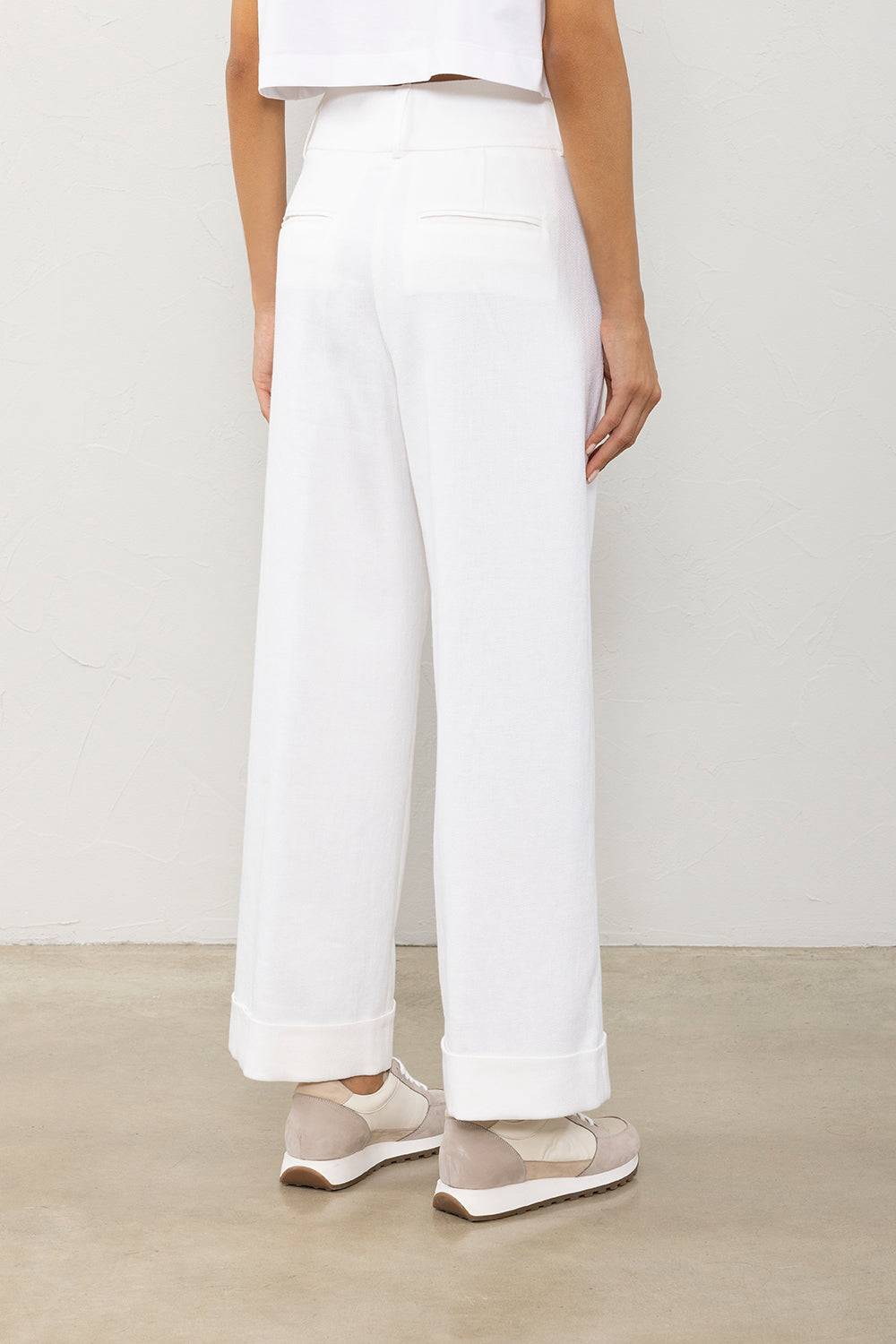 Peserico Pantalone in diagonale fluida di lino viscosa Spedizione Gratuita