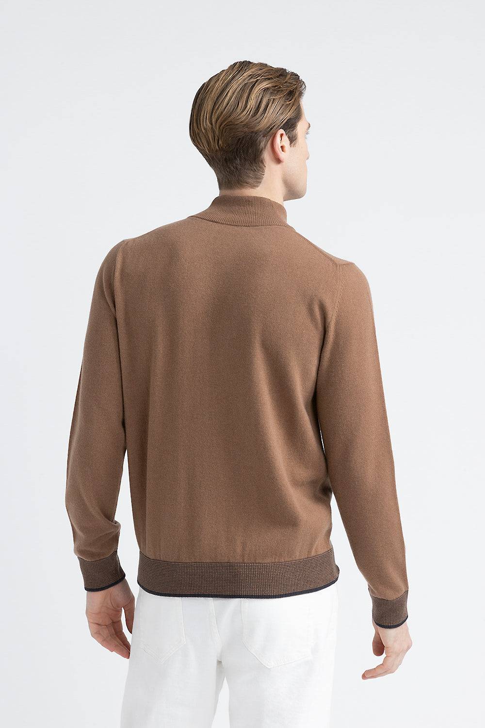 Peserico Maglia collo alto con zip in lana, seta e cashmere Vendita Calda