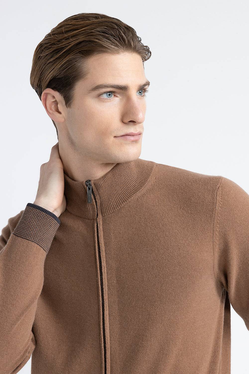 Peserico Maglia collo alto con zip in lana, seta e cashmere Vendita Calda