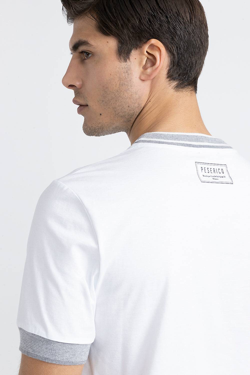 Peserico T-shirt in jersey di cotone con dettagli tricot Nuova