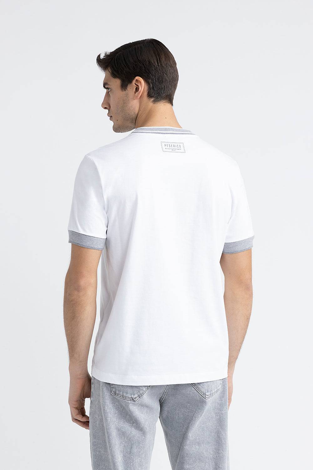 Peserico T-shirt in jersey di cotone con dettagli tricot Nuova