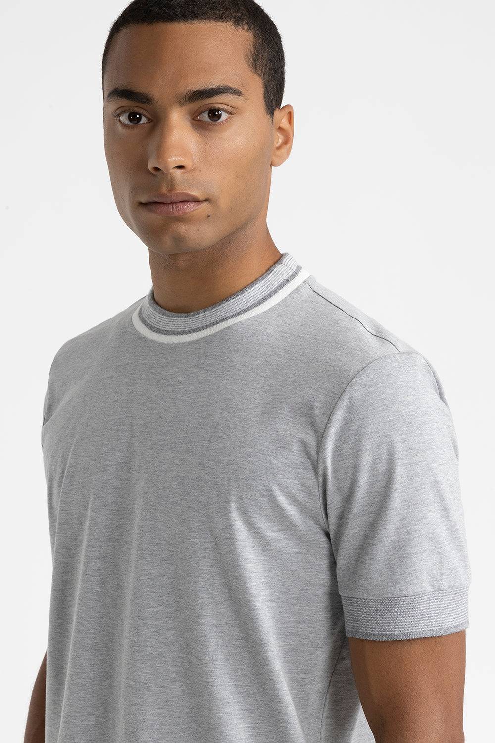 Peserico T-shirt in jersey di cotone con dettagli tricot Moda