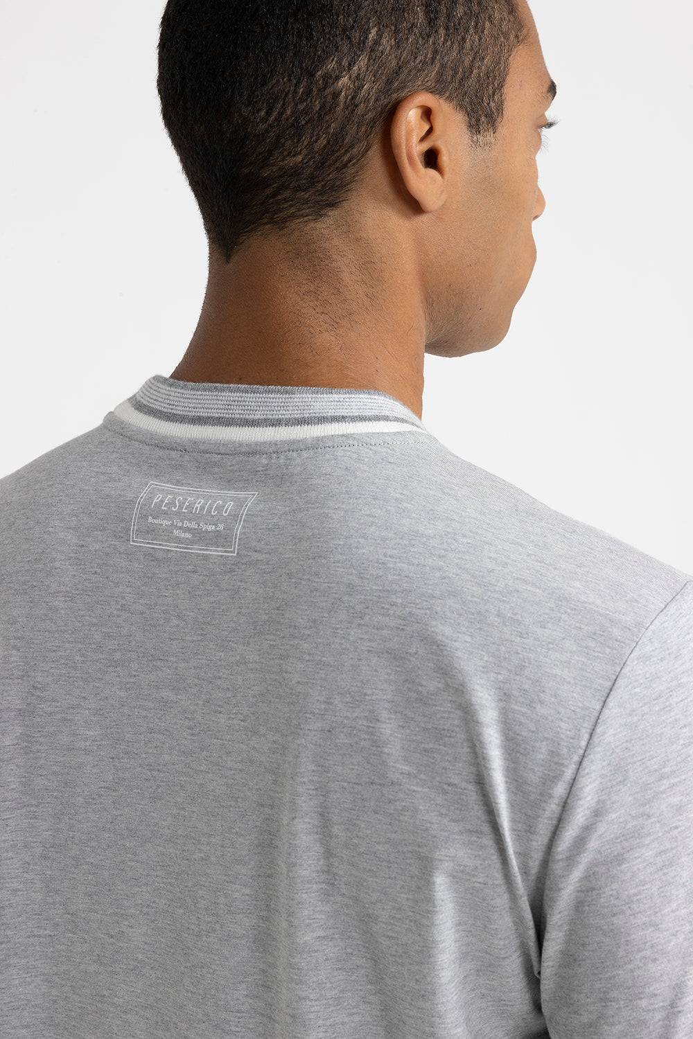 Peserico T-shirt in jersey di cotone con dettagli tricot Moda