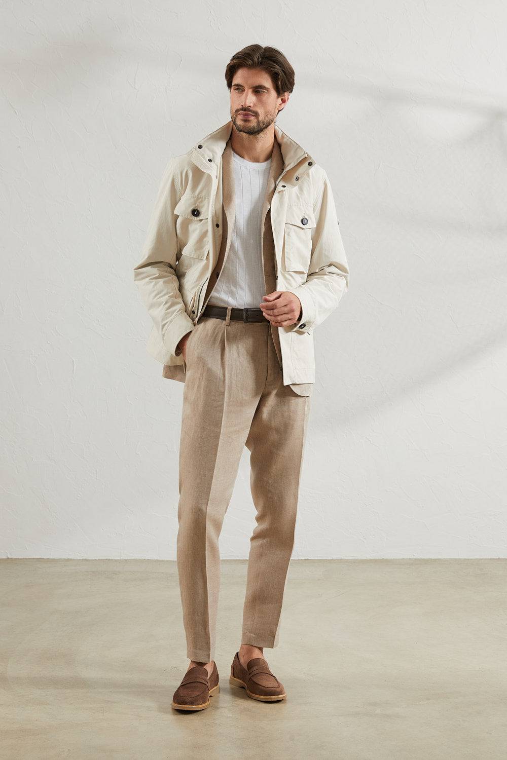 Peserico Pantalone chino in chevron di puro lino Negozio online di fabbrica