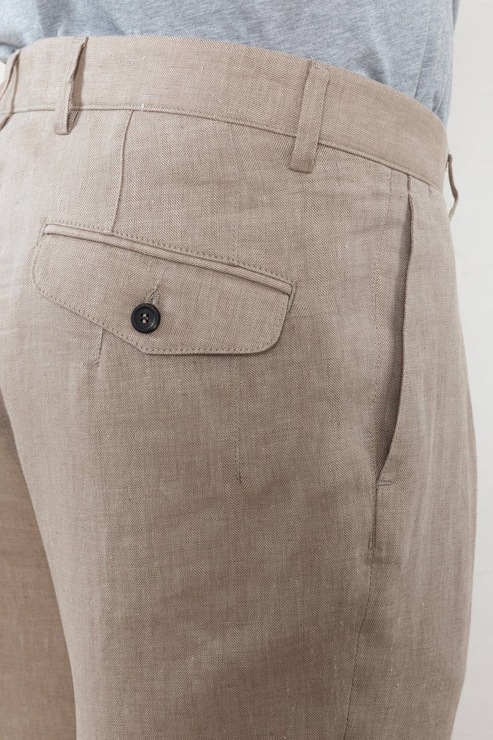 Peserico Pantalone chino in chevron di puro lino Negozio online di fabbrica