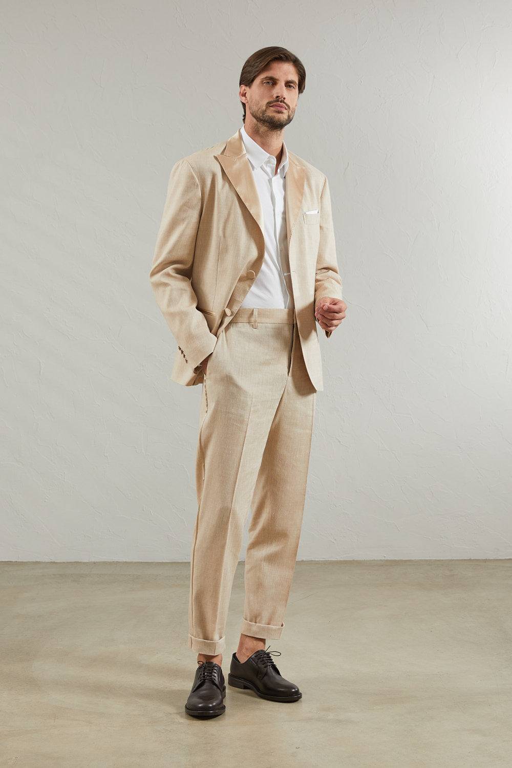 Peserico Pantalone classico in tela Estrato di lana e lino Offerta Pasqua