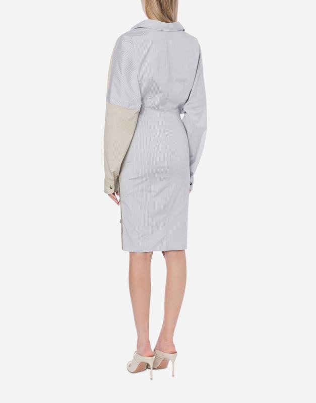 Philosophy Di Lorenzo Serafini Abito in taffetà stretch rigato con bottoni Consegna Veloce