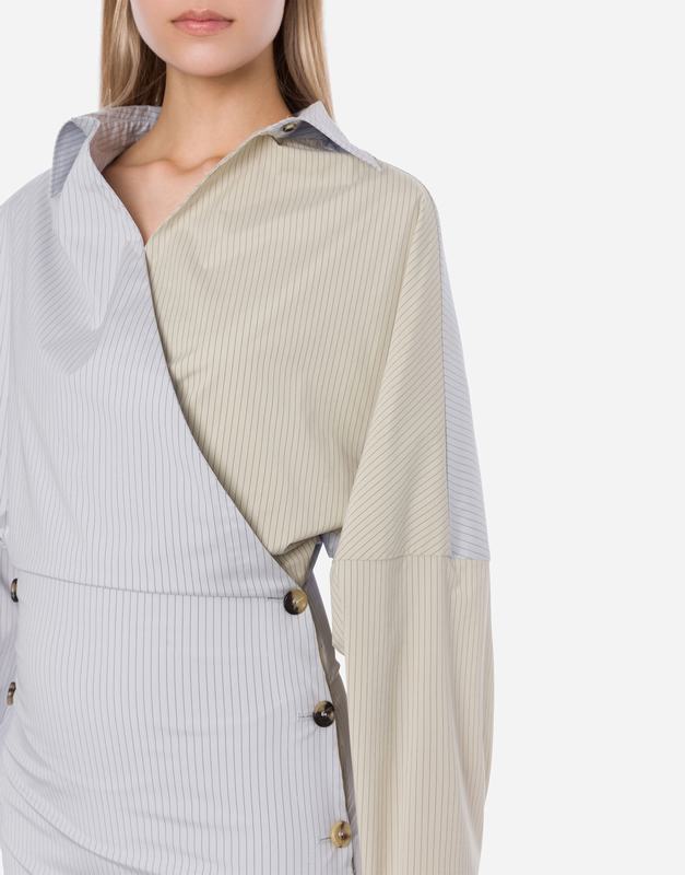 Philosophy Di Lorenzo Serafini Abito in taffetà stretch rigato con bottoni Consegna Veloce