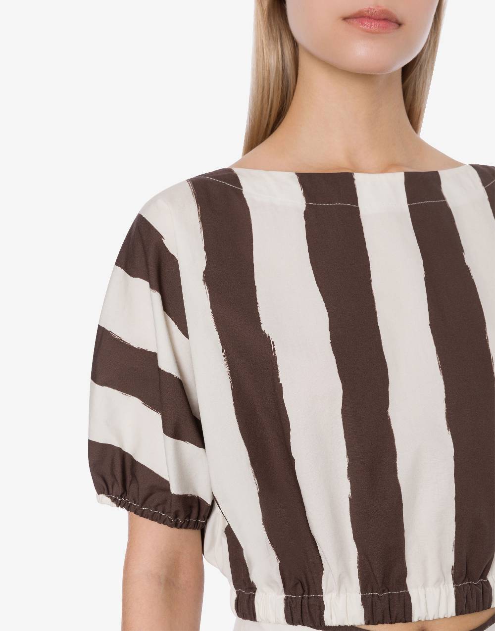 Philosophy Di Lorenzo Serafini Blusa crop a righe in cotone stretch Offerta temporanea