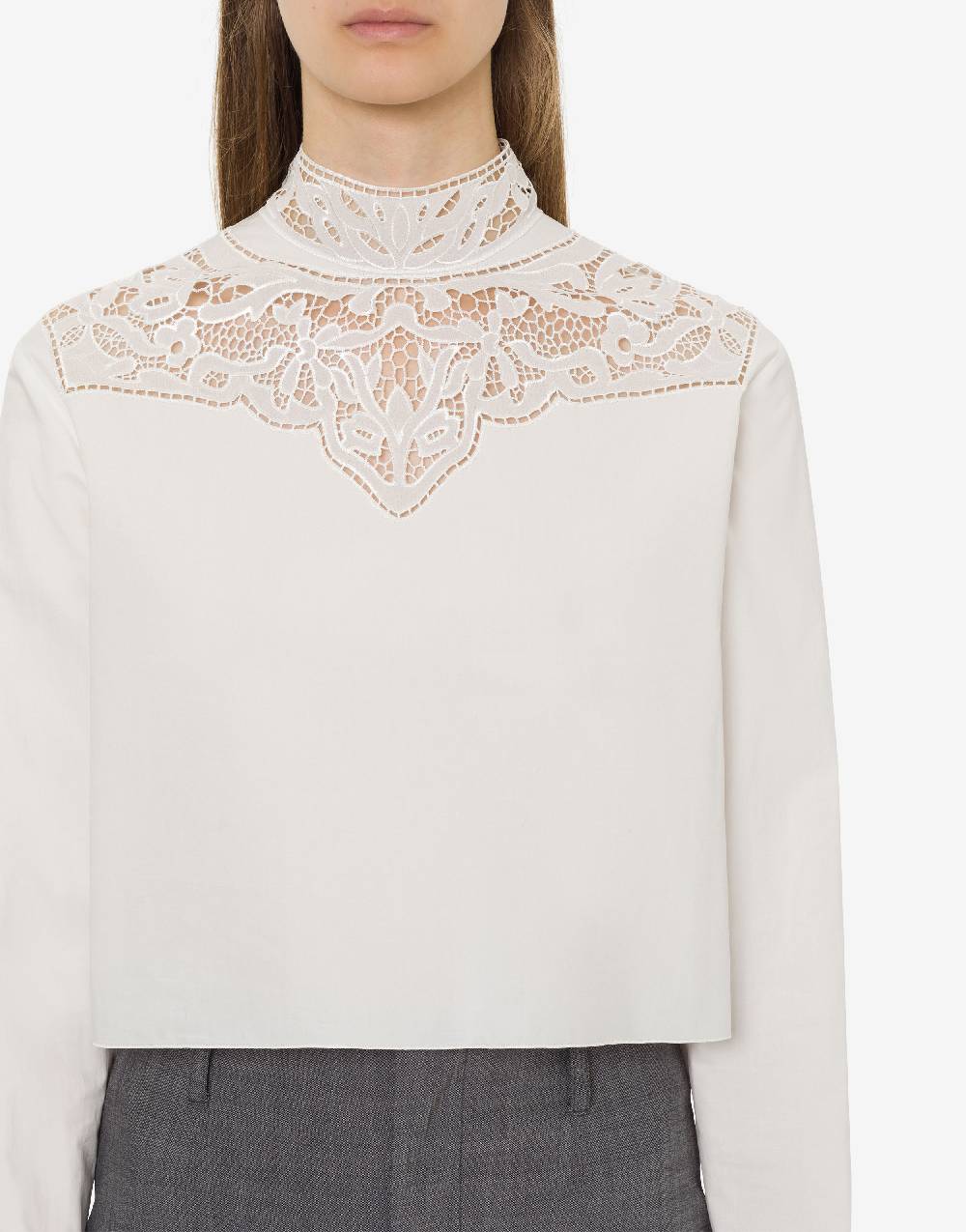 Philosophy Di Lorenzo Serafini Camicia crop in popeline con ricamo ACQUISTA ORA
