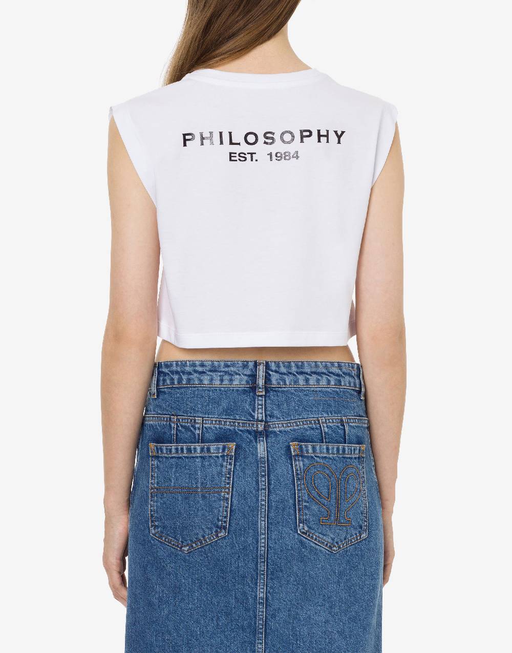 Philosophy Di Lorenzo Serafini Top crop in jersey con logo Promozione temporanea