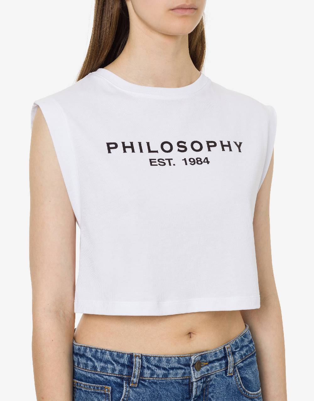 Philosophy Di Lorenzo Serafini Top crop in jersey con logo Promozione temporanea