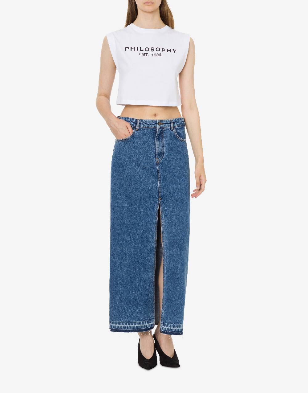 Philosophy Di Lorenzo Serafini Top crop in jersey con logo Promozione temporanea