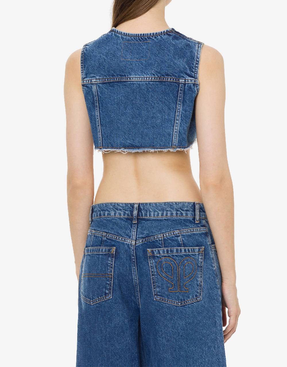 Philosophy Di Lorenzo Serafini Gilet crop in denim Fino al 65% di sconto