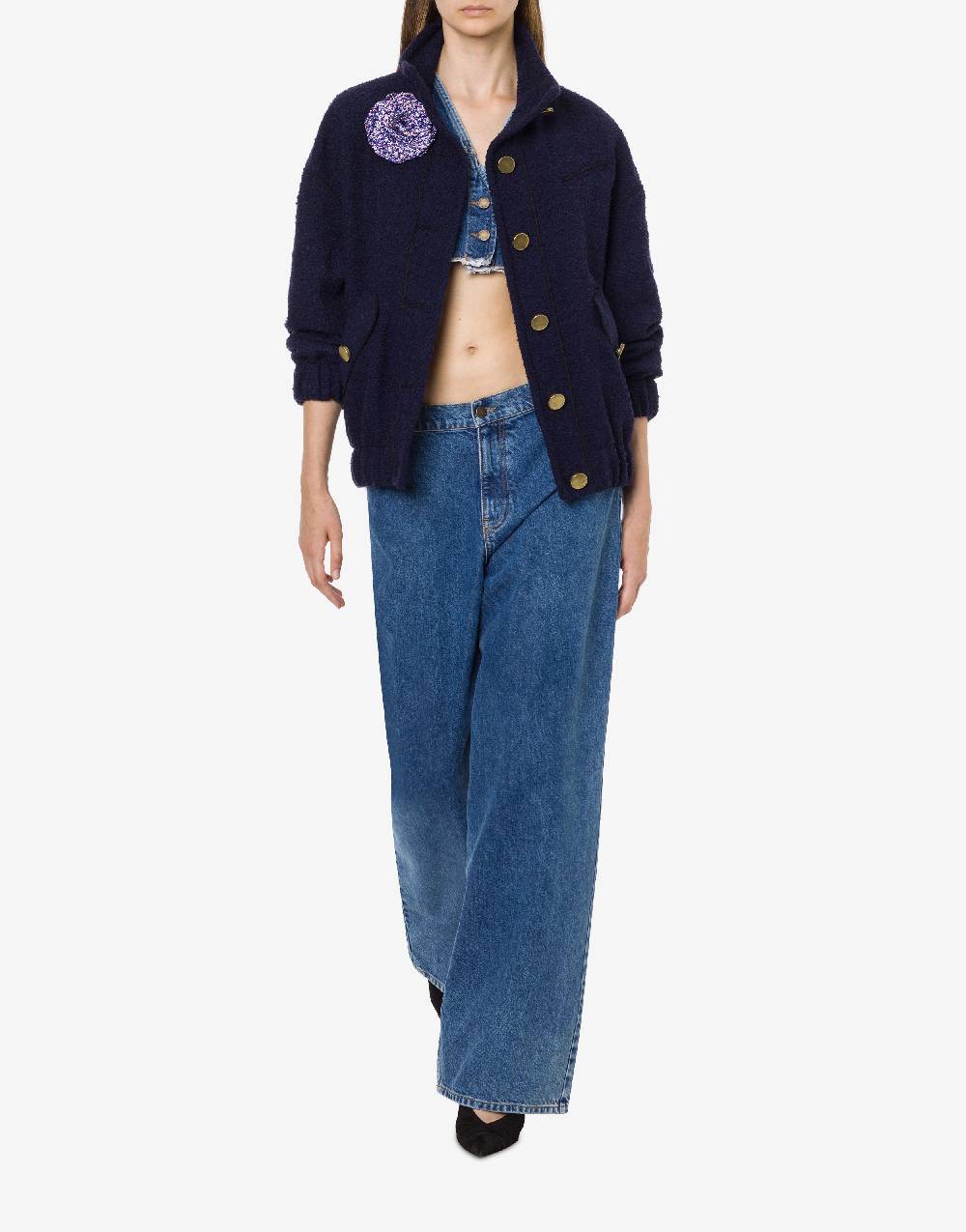 Philosophy Di Lorenzo Serafini Gilet crop in denim Fino al 65% di sconto