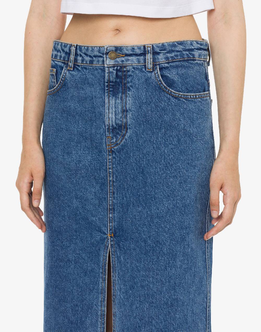Philosophy Di Lorenzo Serafini Gonna in denim con spacco Discount Store per i nuovi prodotti