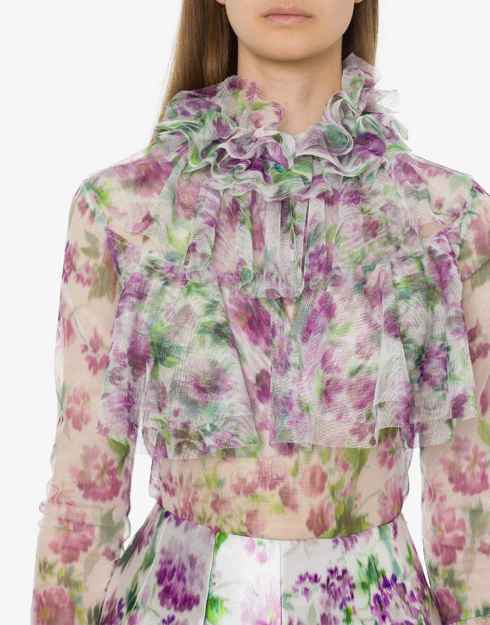 Philosophy Di Lorenzo Serafini Blusa in tulle con stampa fiori 2025