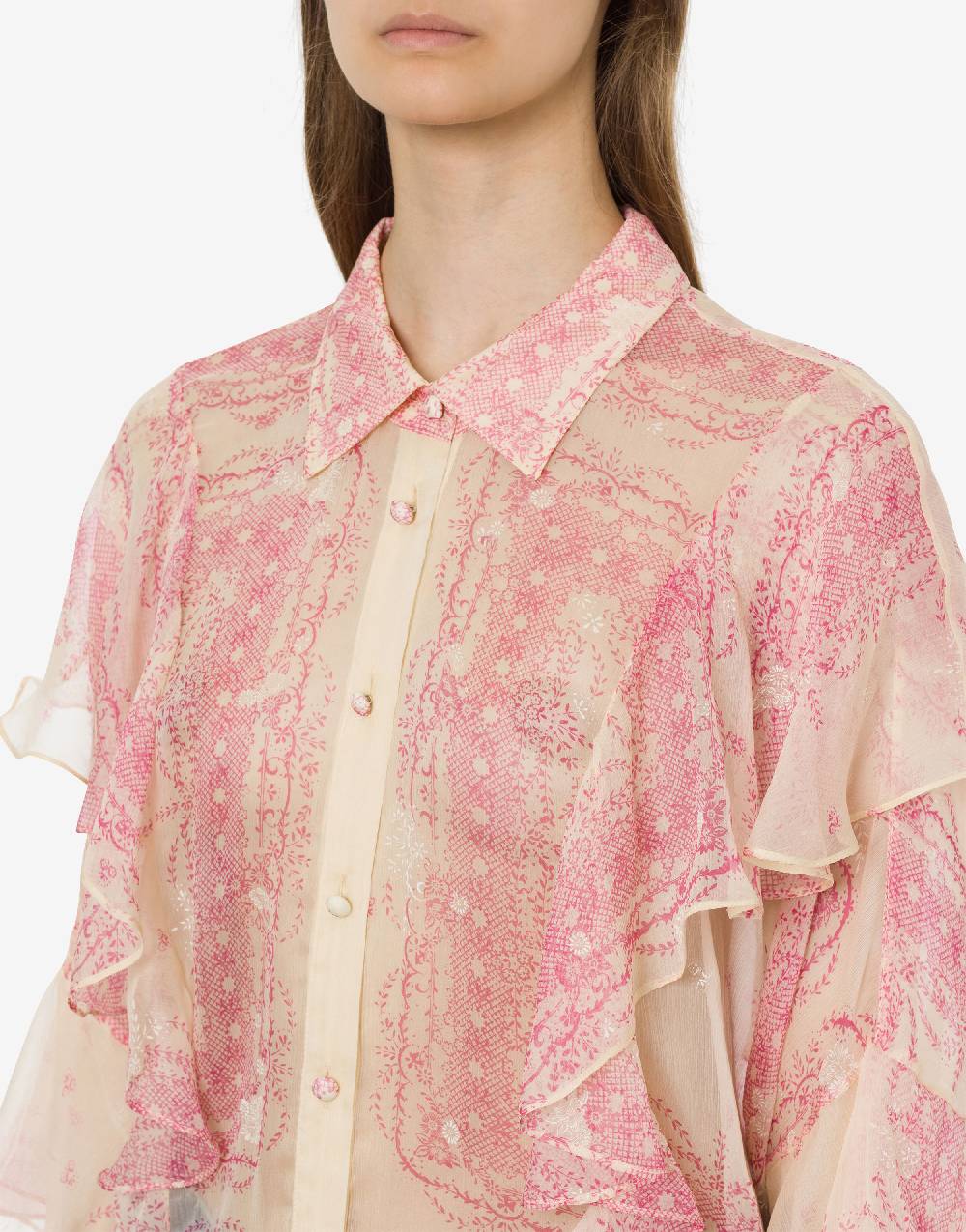 Philosophy Di Lorenzo Serafini Camicia in crépon di seta con volant Italy