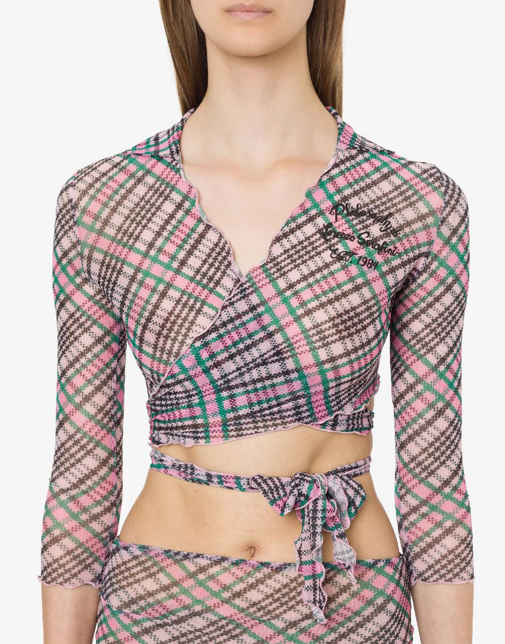Philosophy Di Lorenzo Serafini Crop top beachwear in tulle Check Italia