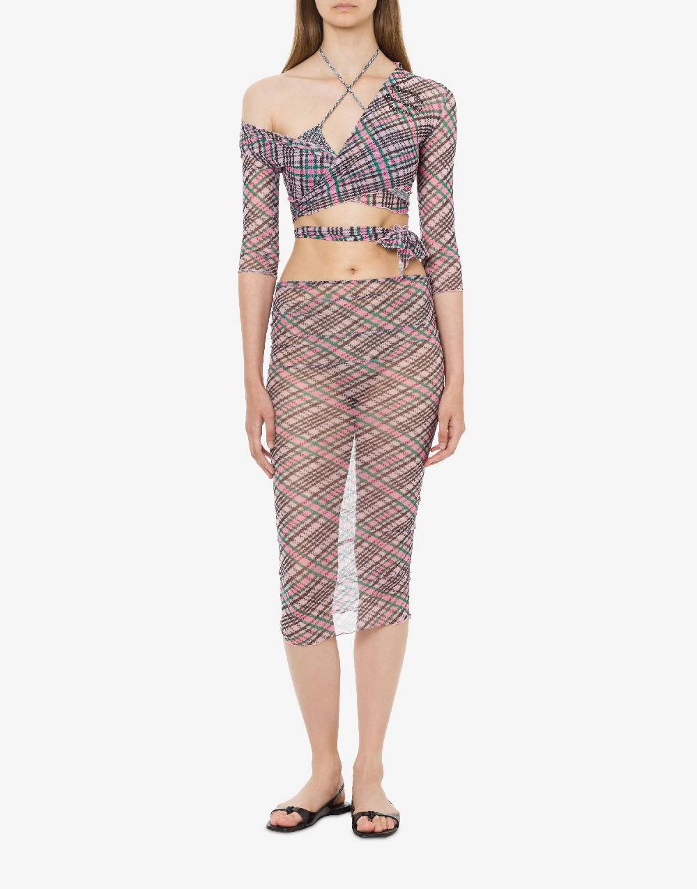 Philosophy Di Lorenzo Serafini Crop top beachwear in tulle Check Italia