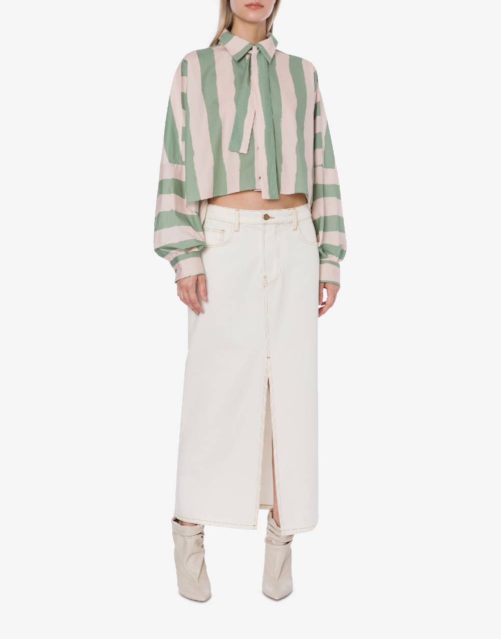 Philosophy Di Lorenzo Serafini Camicia crop a righe in cotone stretch Novità