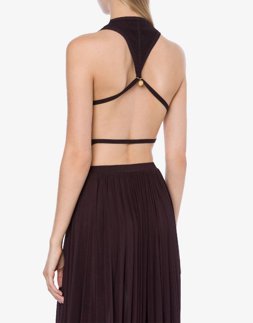 Philosophy Di Lorenzo Serafini Top crop a costine stretch con piercing Offerta esclusiva