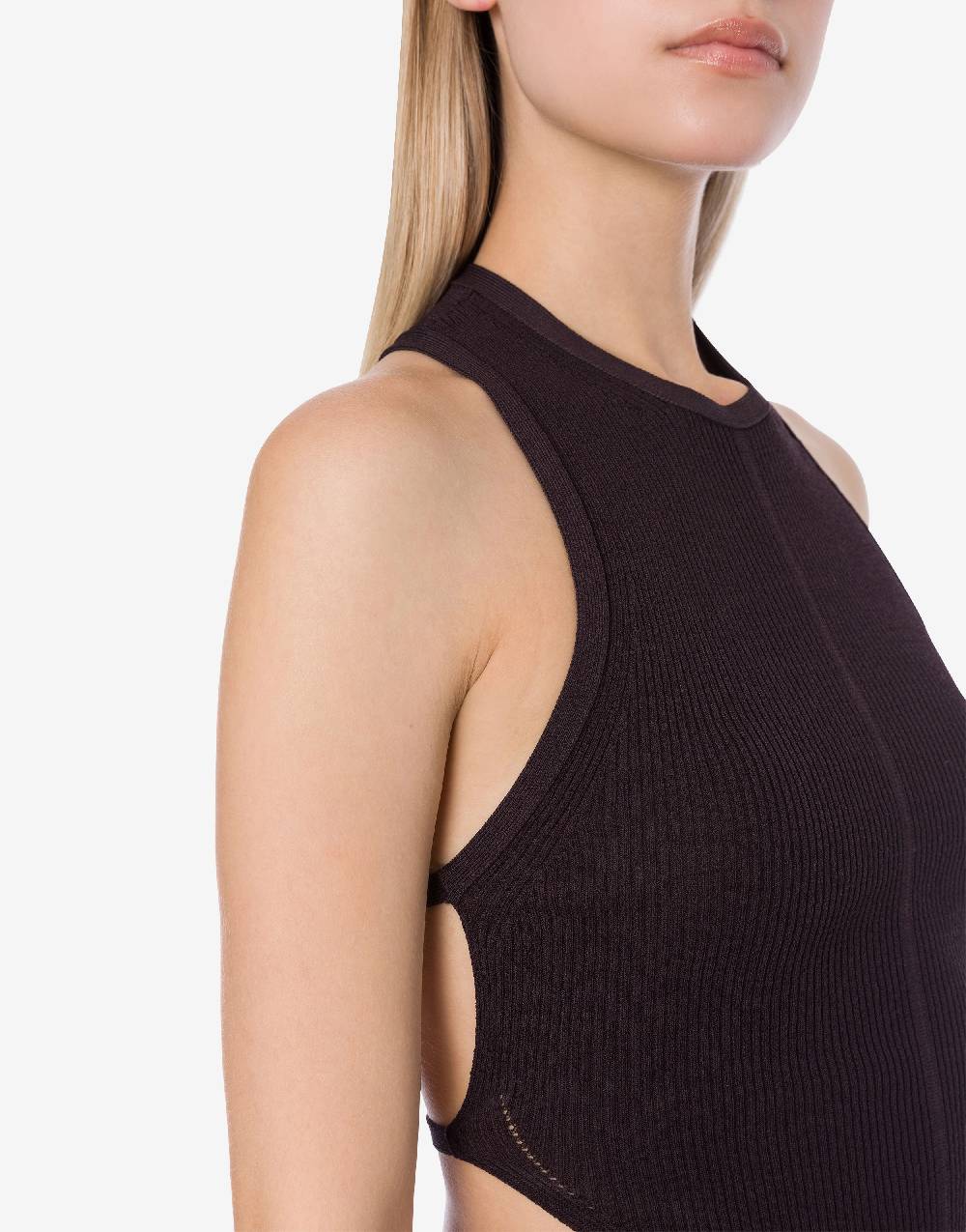 Philosophy Di Lorenzo Serafini Top crop a costine stretch con piercing Offerta esclusiva