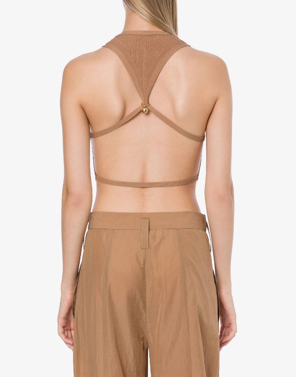 Philosophy Di Lorenzo Serafini Top crop a costine stretch con piercing Vendite stagionali