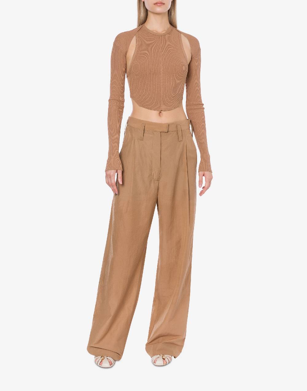 Philosophy Di Lorenzo Serafini Top crop a costine stretch con piercing Vendite stagionali