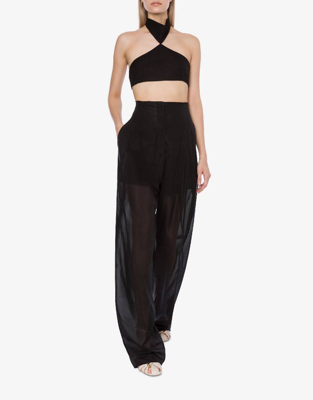 Philosophy Di Lorenzo Serafini Crop top in tela di misto lino Offerta natalizia