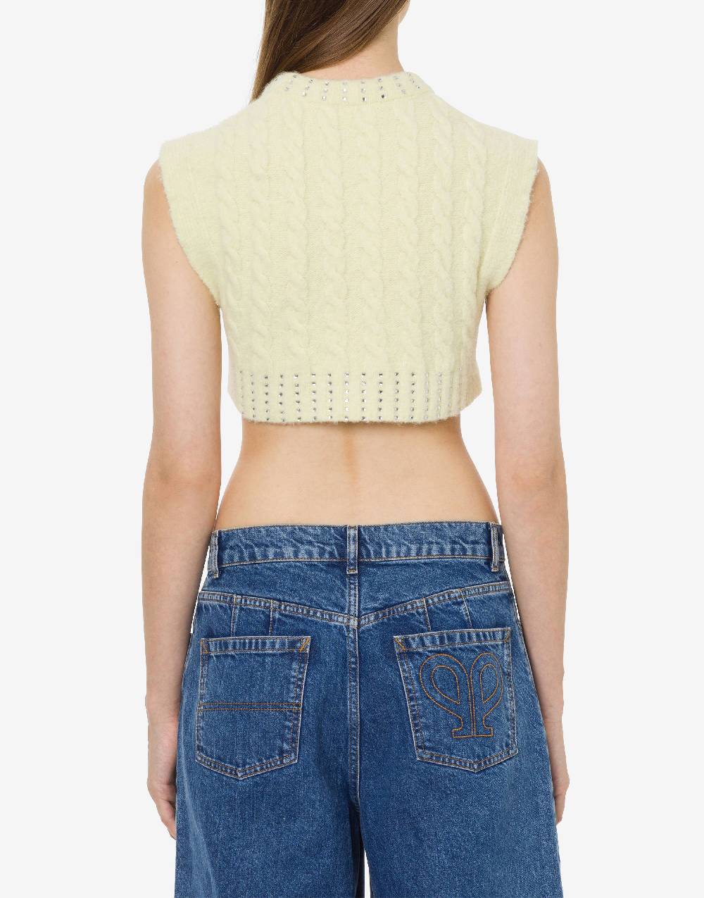 Philosophy Di Lorenzo Serafini Crop top in baby alpaca e lana con strass Prezzo basso