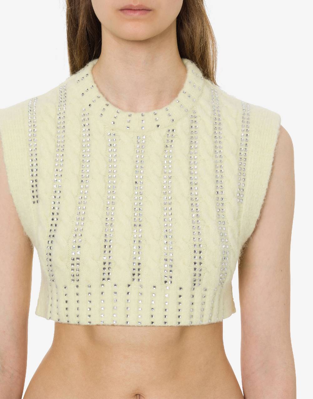 Philosophy Di Lorenzo Serafini Crop top in baby alpaca e lana con strass Prezzo basso