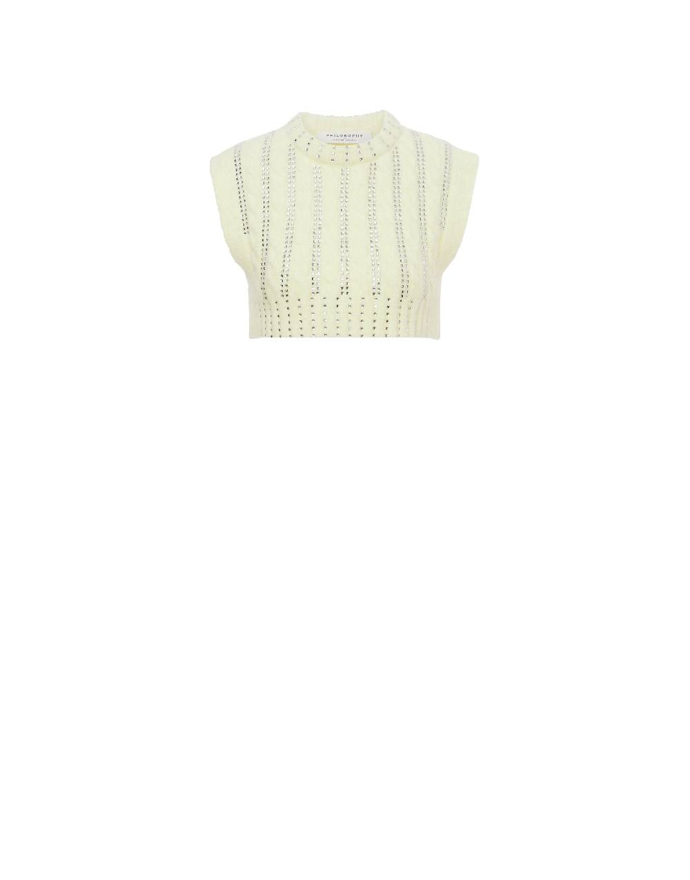 Philosophy Di Lorenzo Serafini Crop top in baby alpaca e lana con strass Prezzo basso